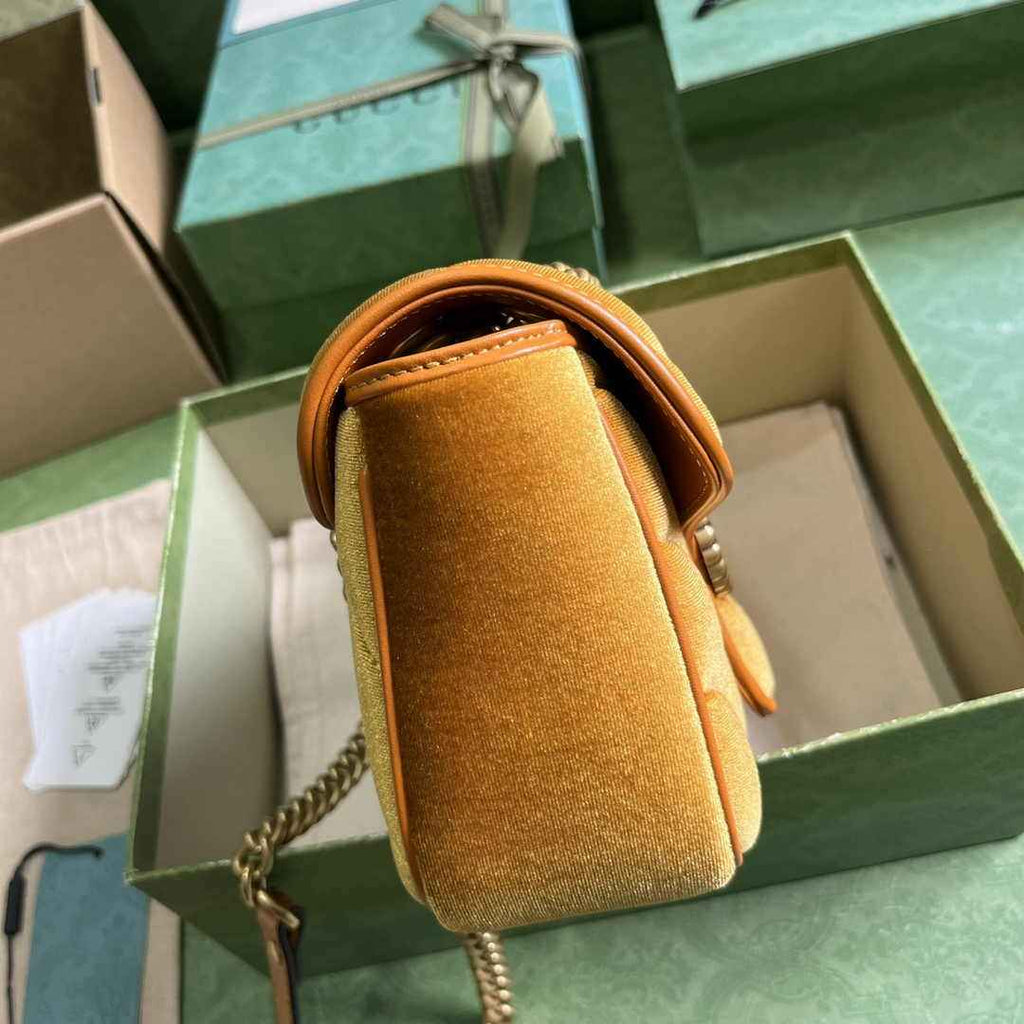 Gucci GG Marmont Small Shoulder Bag 443497 Brown Velvet