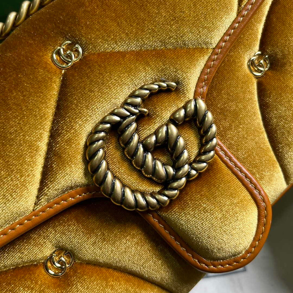Gucci GG Marmont Small Shoulder Bag 443497 Brown Velvet