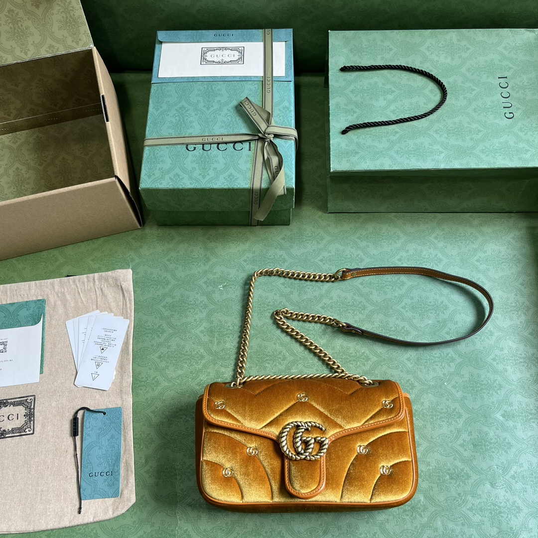 Gucci GG Marmont Small Shoulder Bag 443497 Brown Velvet