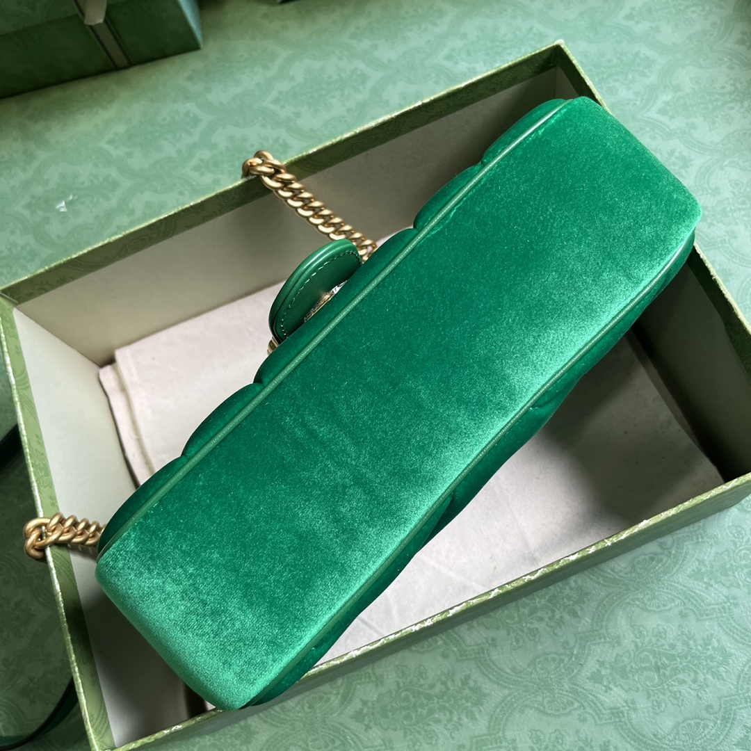 Gucci GG Marmont Small Shoulder Bag 443497 Green Velvet