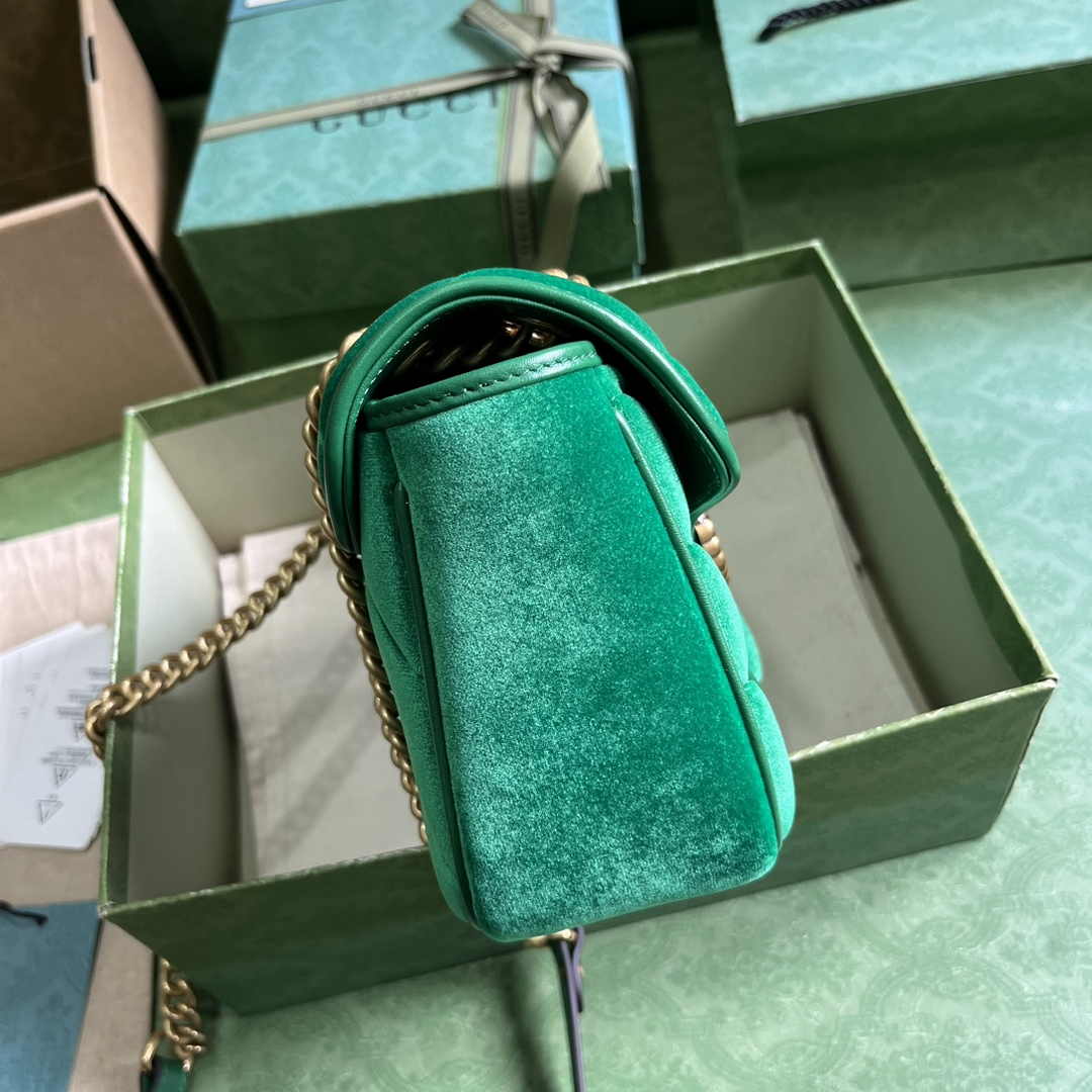 Gucci GG Marmont Small Shoulder Bag 443497 Green Velvet