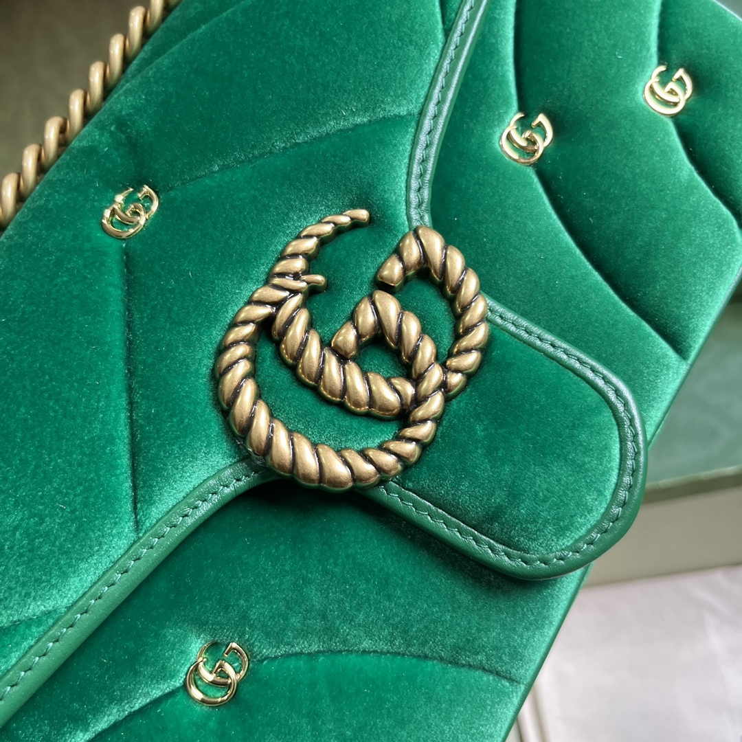 Gucci GG Marmont Small Shoulder Bag 443497 Green Velvet