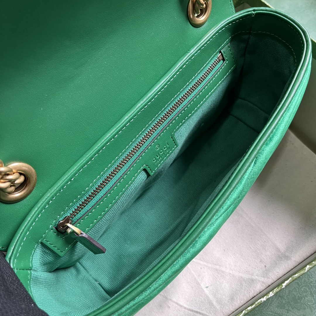 Gucci GG Marmont Small Shoulder Bag 443497 Green Velvet