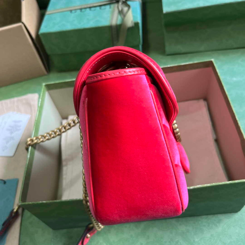 Gucci GG Marmont Small Shoulder Bag 443497 Dark pink velvet