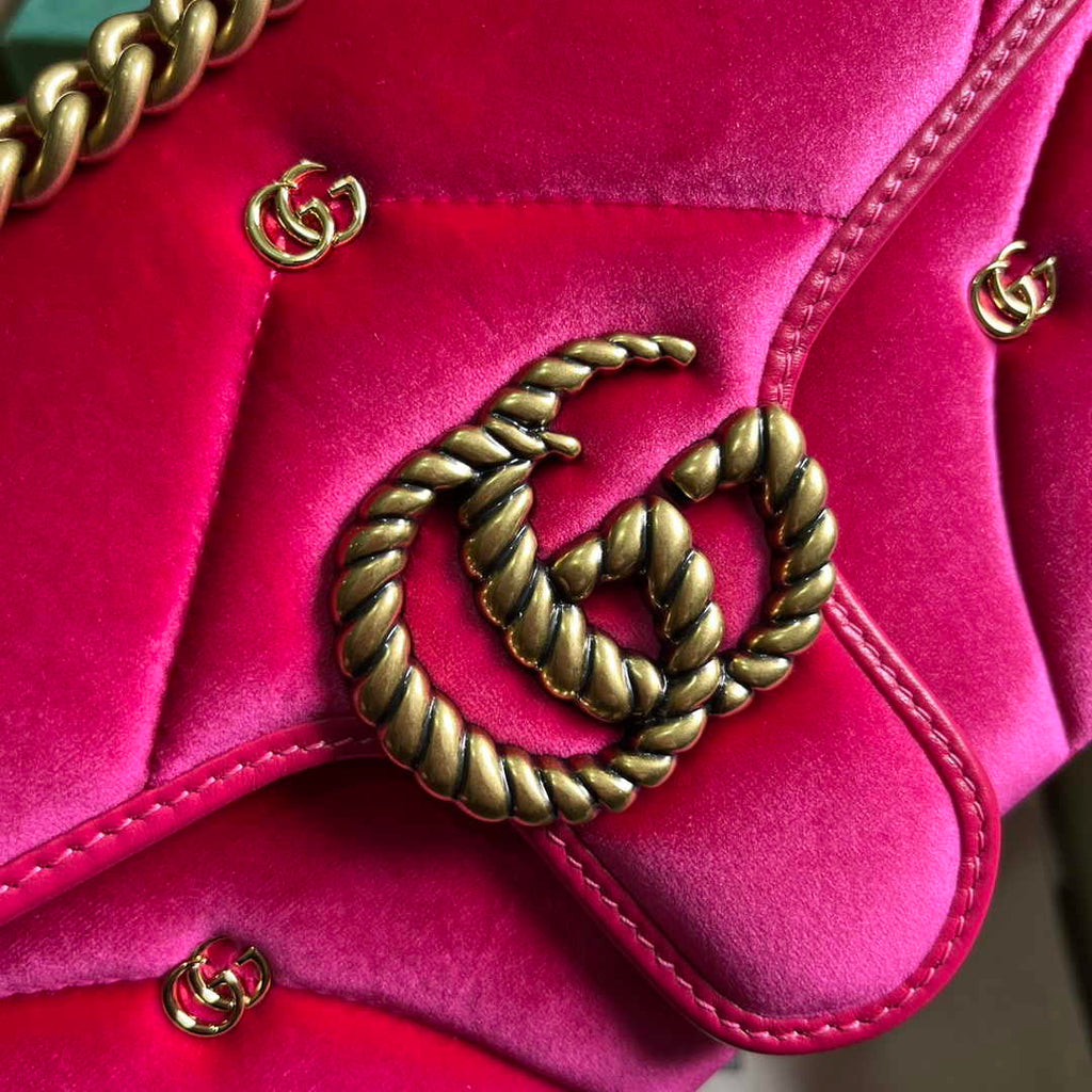 Gucci GG Marmont Small Shoulder Bag 443497 Dark pink velvet