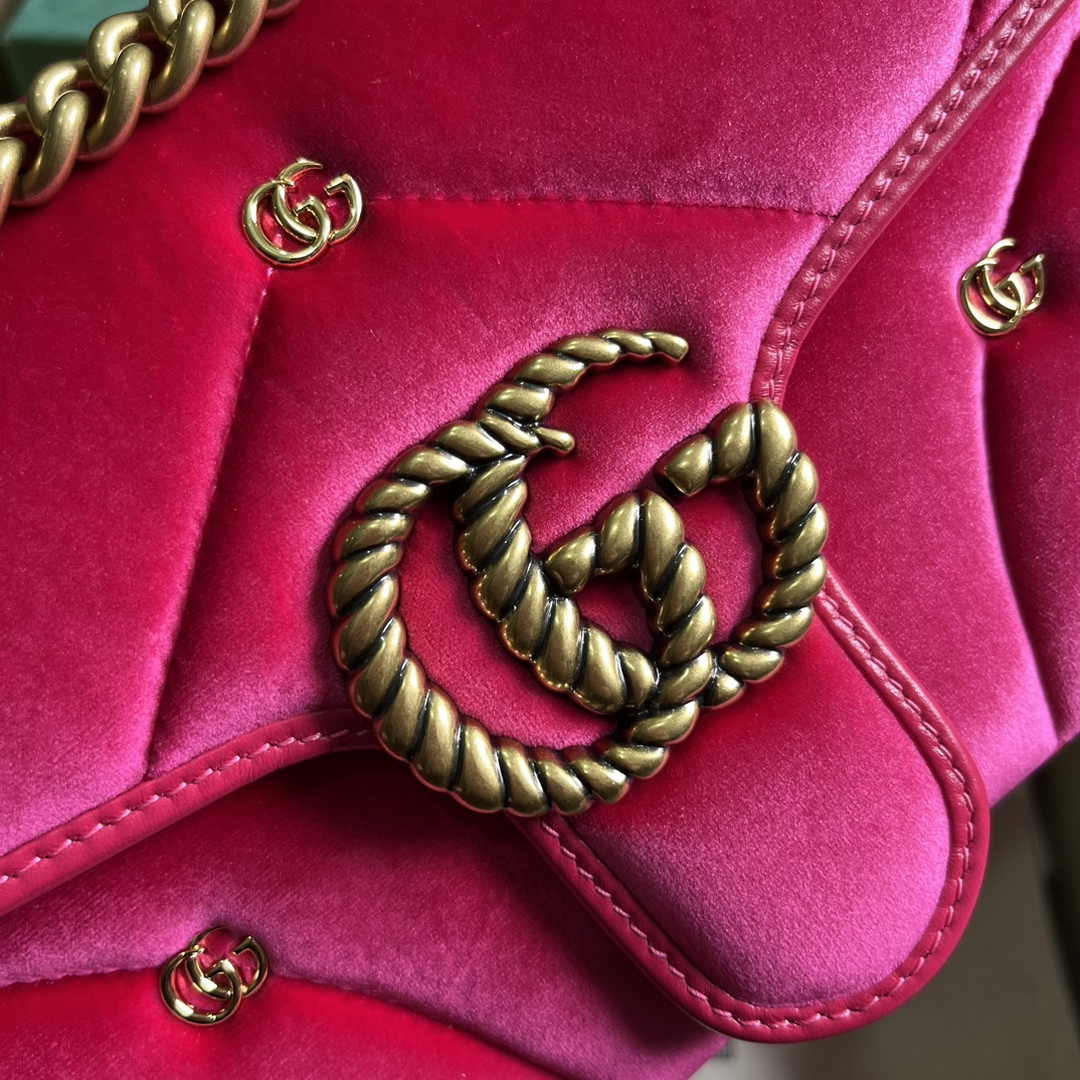 Gucci GG Marmont Small Shoulder Bag 443497 Dark pink velvet