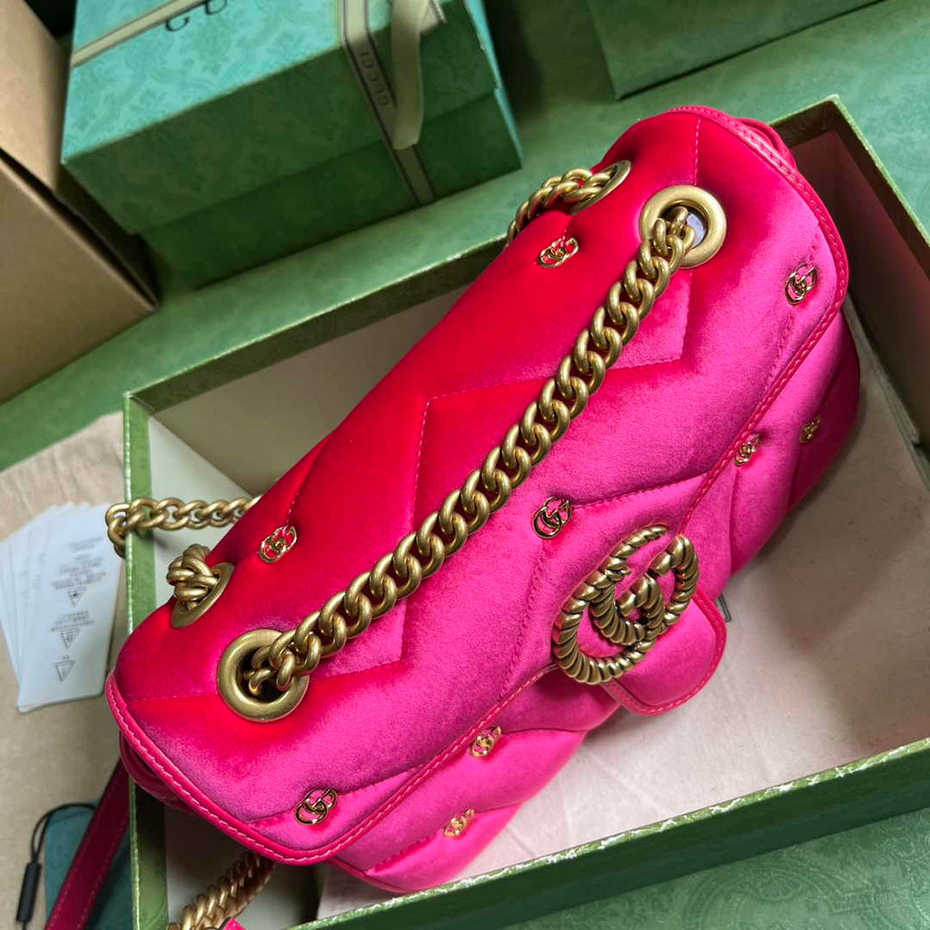 Gucci GG Marmont Small Shoulder Bag 443497 Dark pink velvet