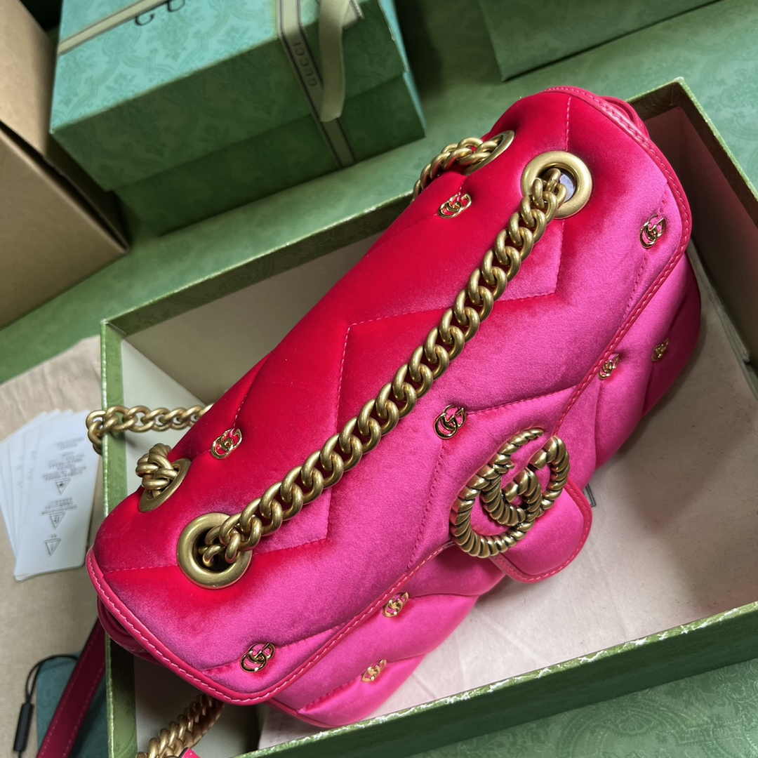 Gucci GG Marmont Small Shoulder Bag 443497 Dark pink velvet