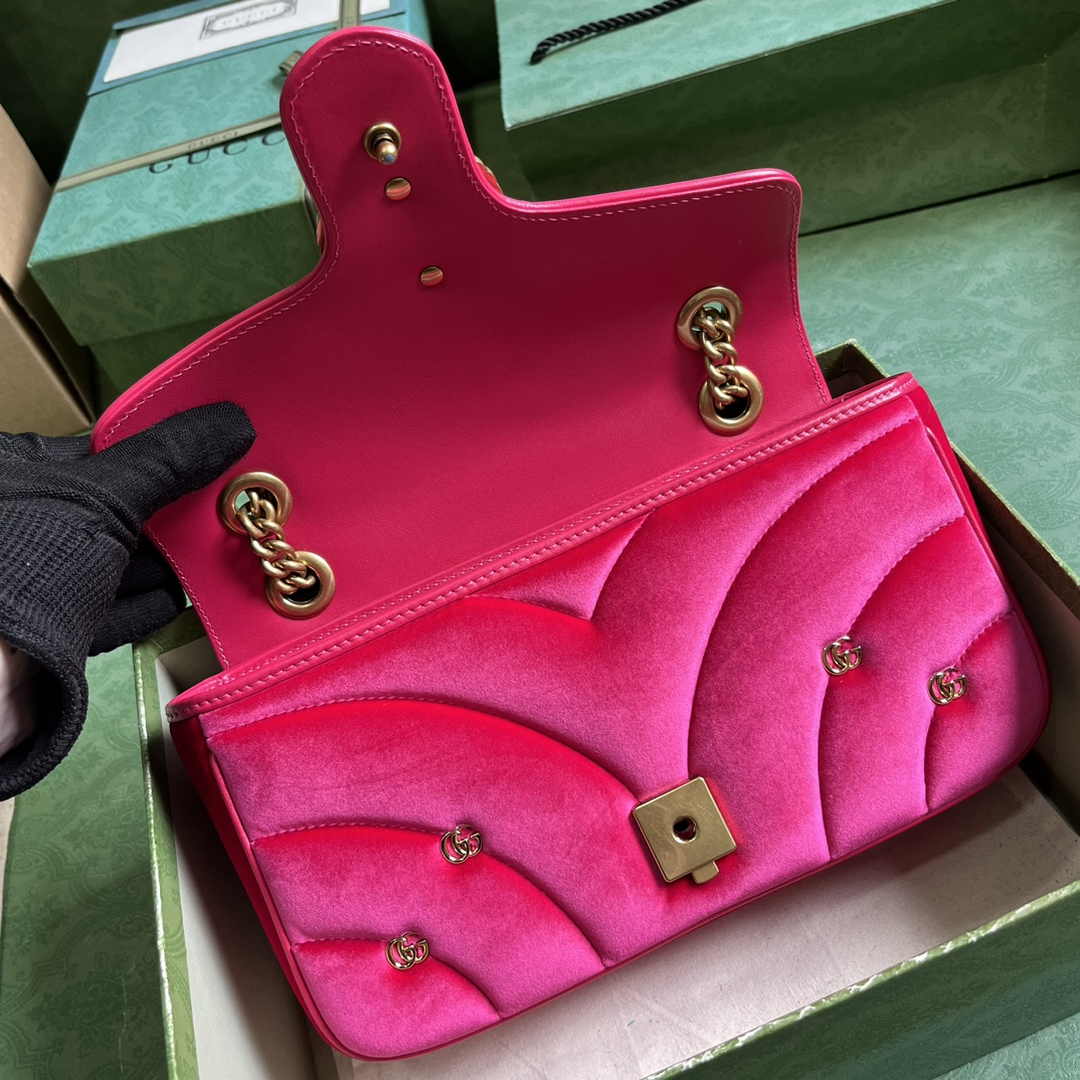 Gucci GG Marmont Small Shoulder Bag 443497 Dark pink velvet