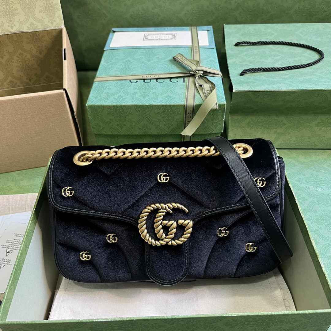 Gucci GG Marmont Small Shoulder Bag 443497 Black Velvet