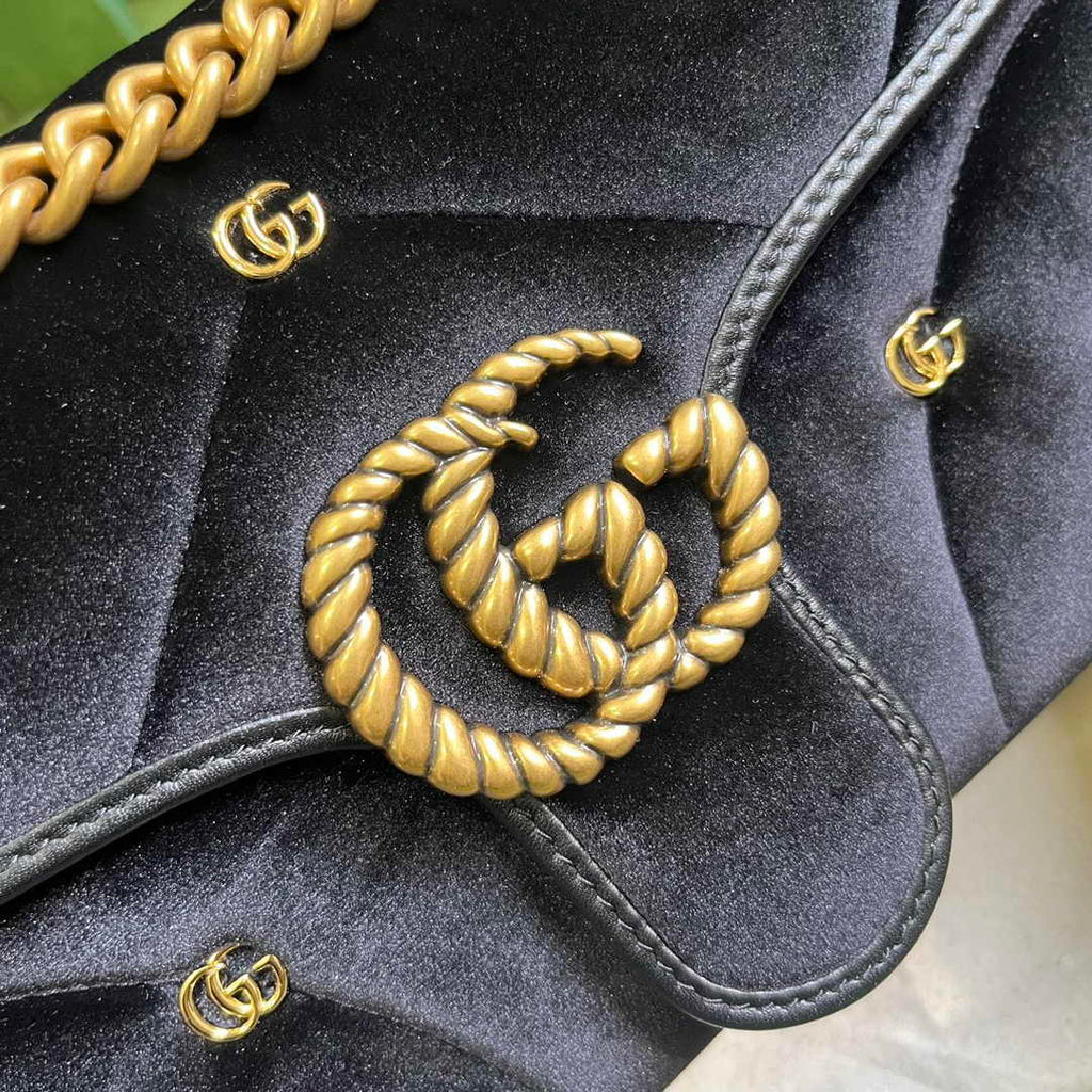 Gucci GG Marmont Small Shoulder Bag 443497 Black Velvet