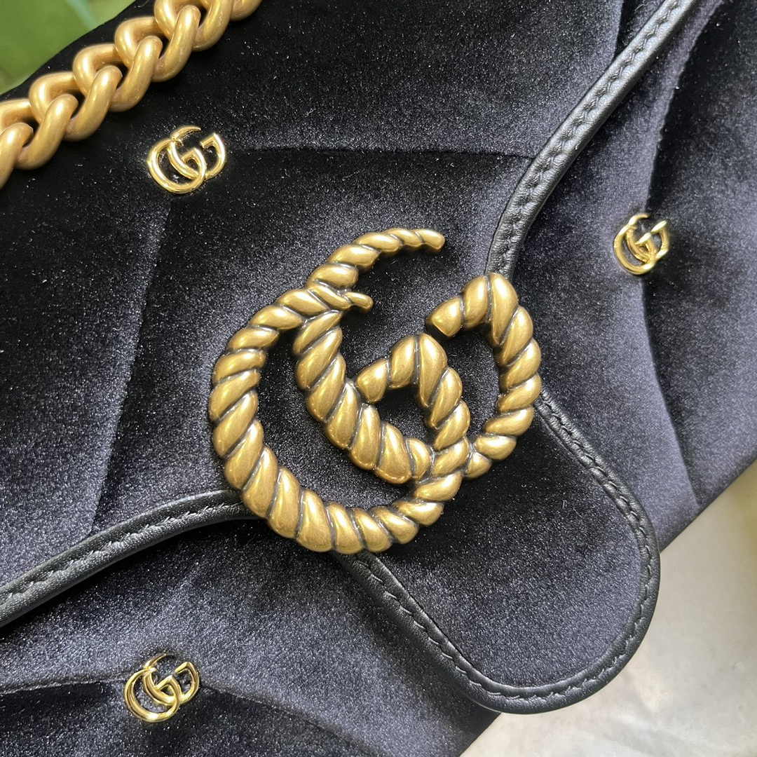 Gucci GG Marmont Small Shoulder Bag 443497 Black Velvet