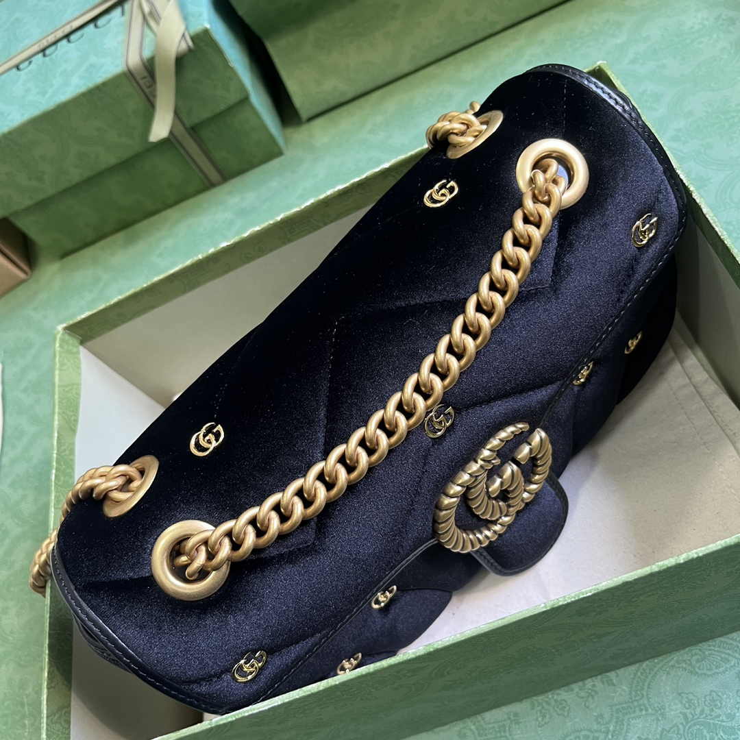 Gucci GG Marmont Small Shoulder Bag 443497 Black Velvet