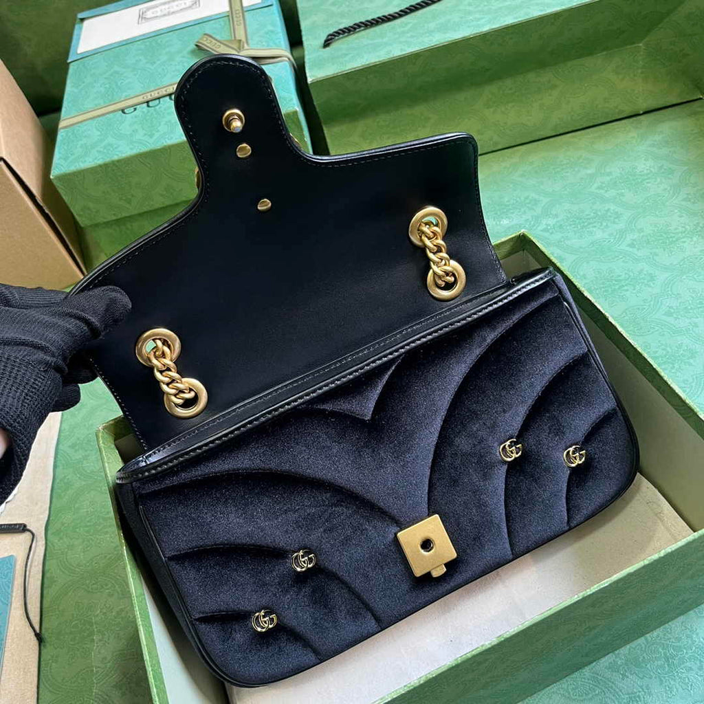 Gucci GG Marmont Small Shoulder Bag 443497 Black Velvet
