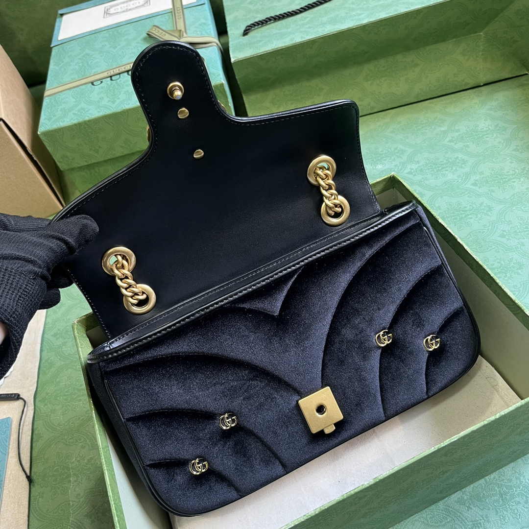 Gucci GG Marmont Small Shoulder Bag 443497 Black Velvet