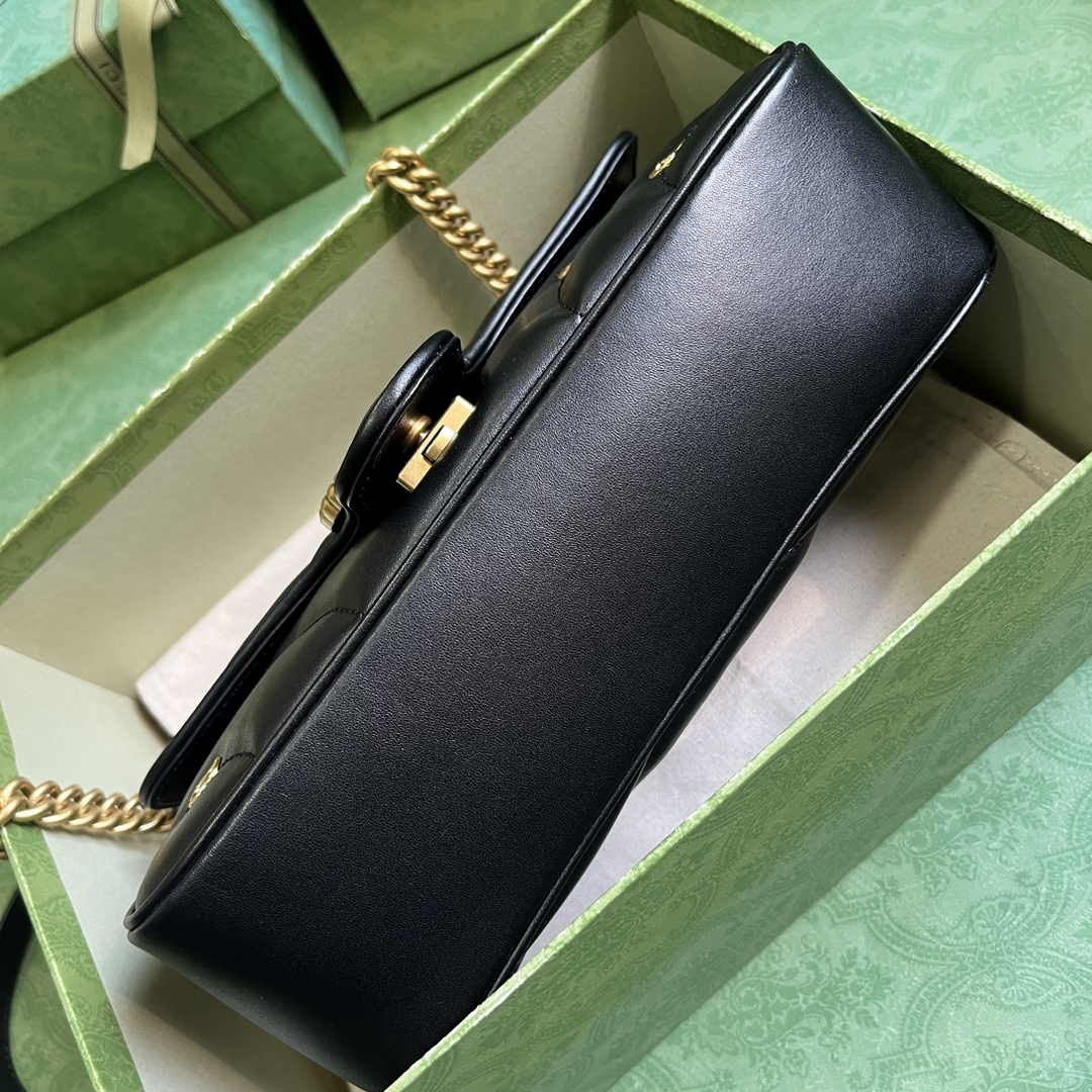 Gucci GG Marmont Small Shoulder Bag 443497 Black Matelassé Leather