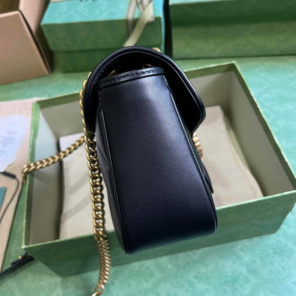 Gucci GG Marmont Small Shoulder Bag 443497 Black Matelassé Leather