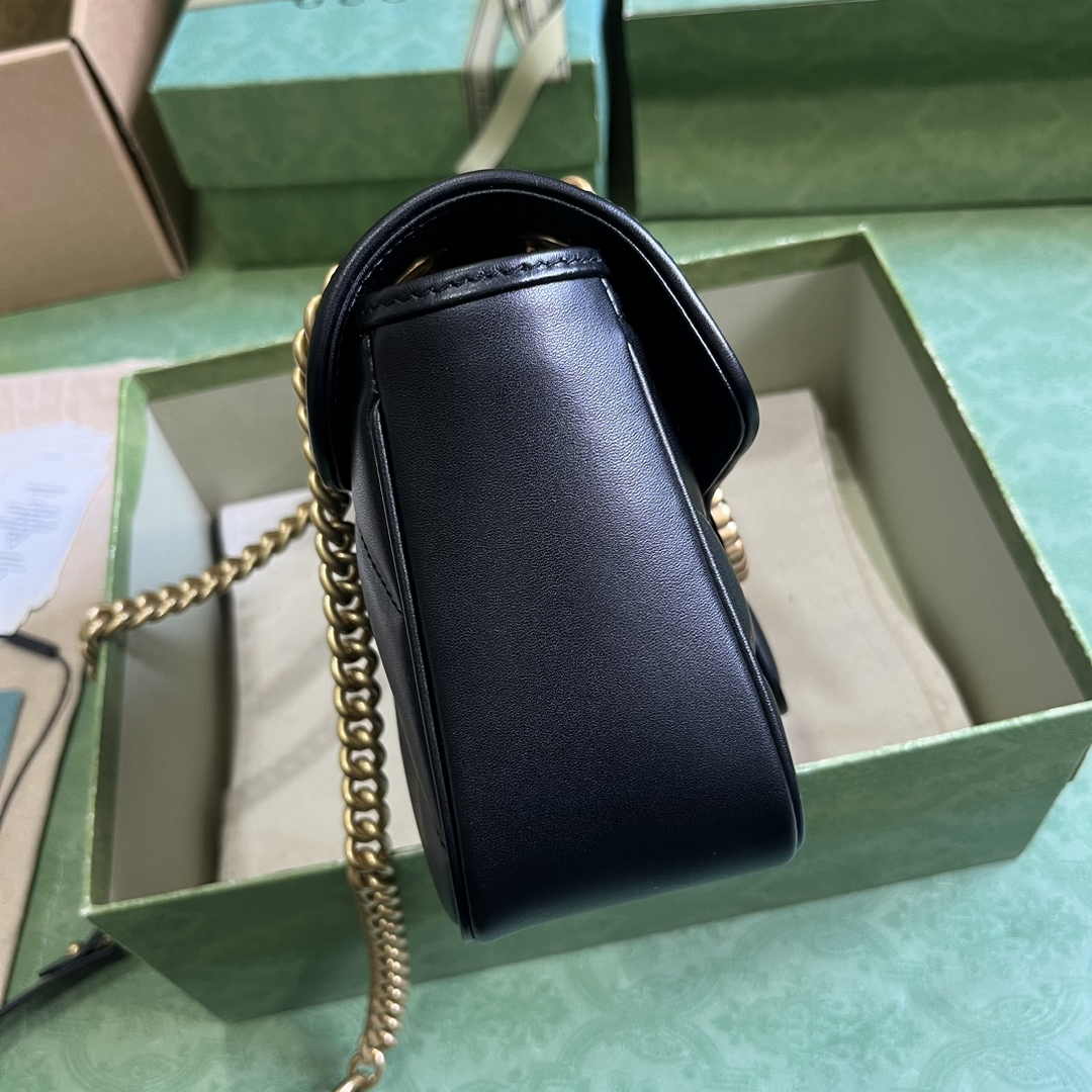 Gucci GG Marmont Small Shoulder Bag 443497 Black Matelassé Leather