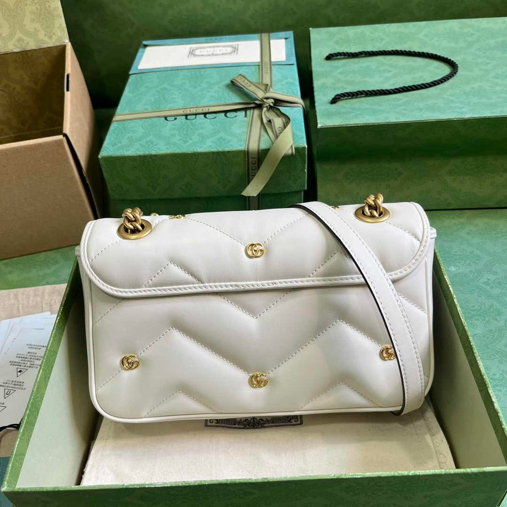 Gucci GG Marmont Small Shoulder Bag 443497 Beige Matelassé Leather