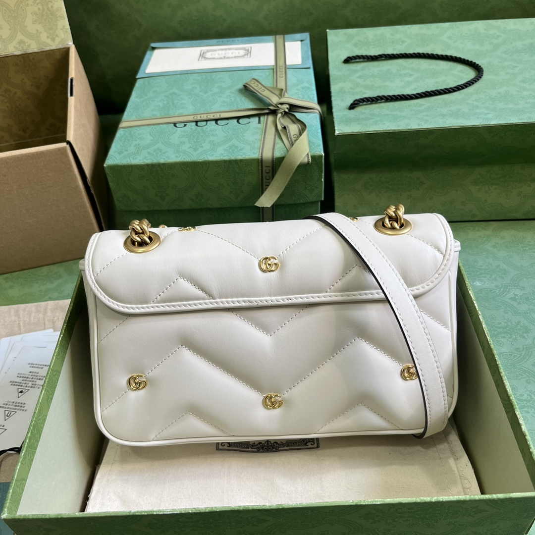 Gucci GG Marmont Small Shoulder Bag 443497 Beige Matelassé Leather