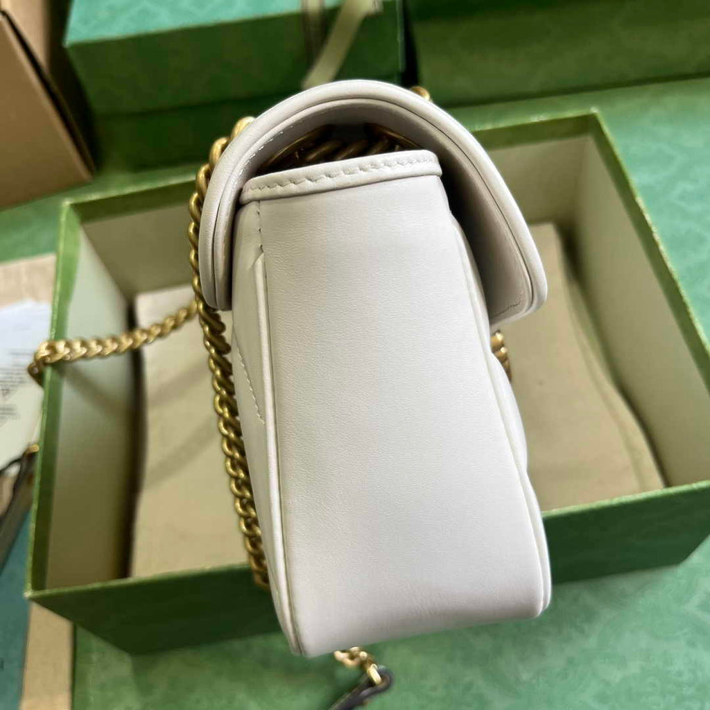 Gucci GG Marmont Small Shoulder Bag 443497 Beige Matelassé Leather