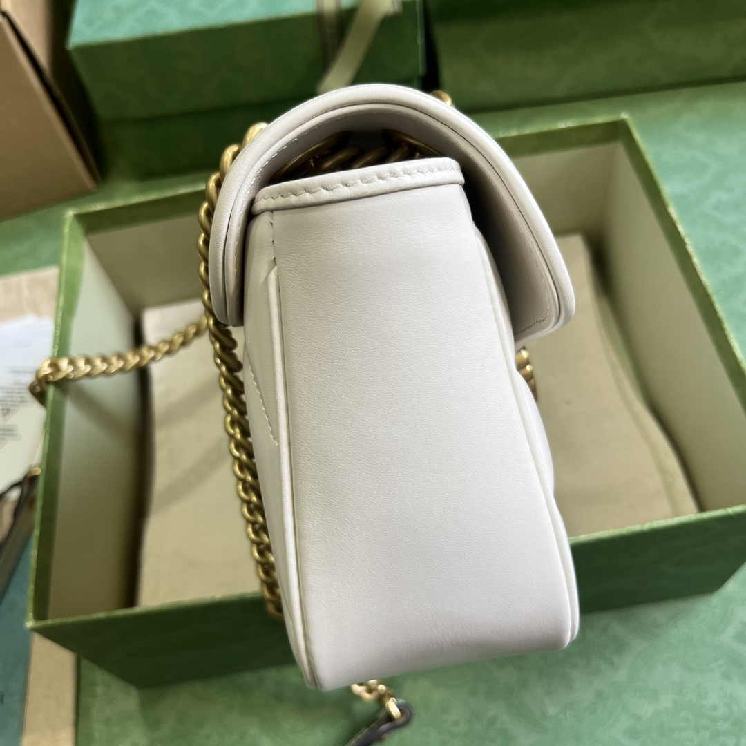 Gucci GG Marmont Small Shoulder Bag 443497 Beige Matelassé Leather