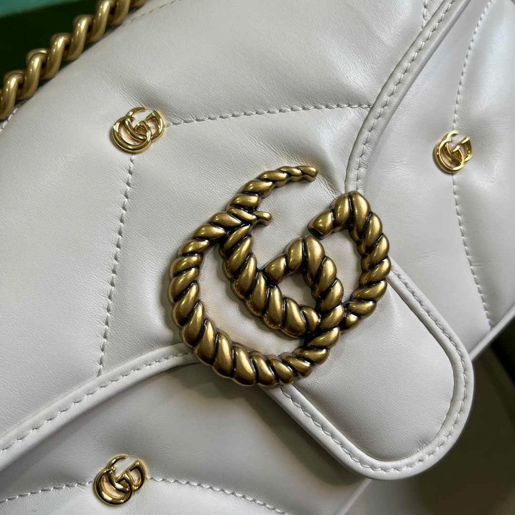 Gucci GG Marmont Small Shoulder Bag 443497 Beige Matelassé Leather
