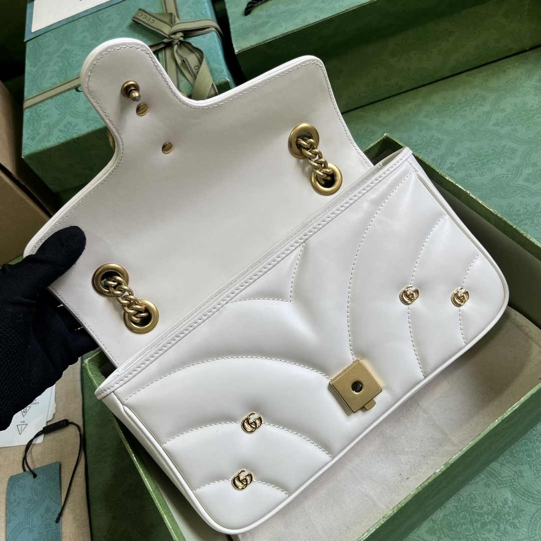 Gucci GG Marmont Small Shoulder Bag 443497 Beige Matelassé Leather