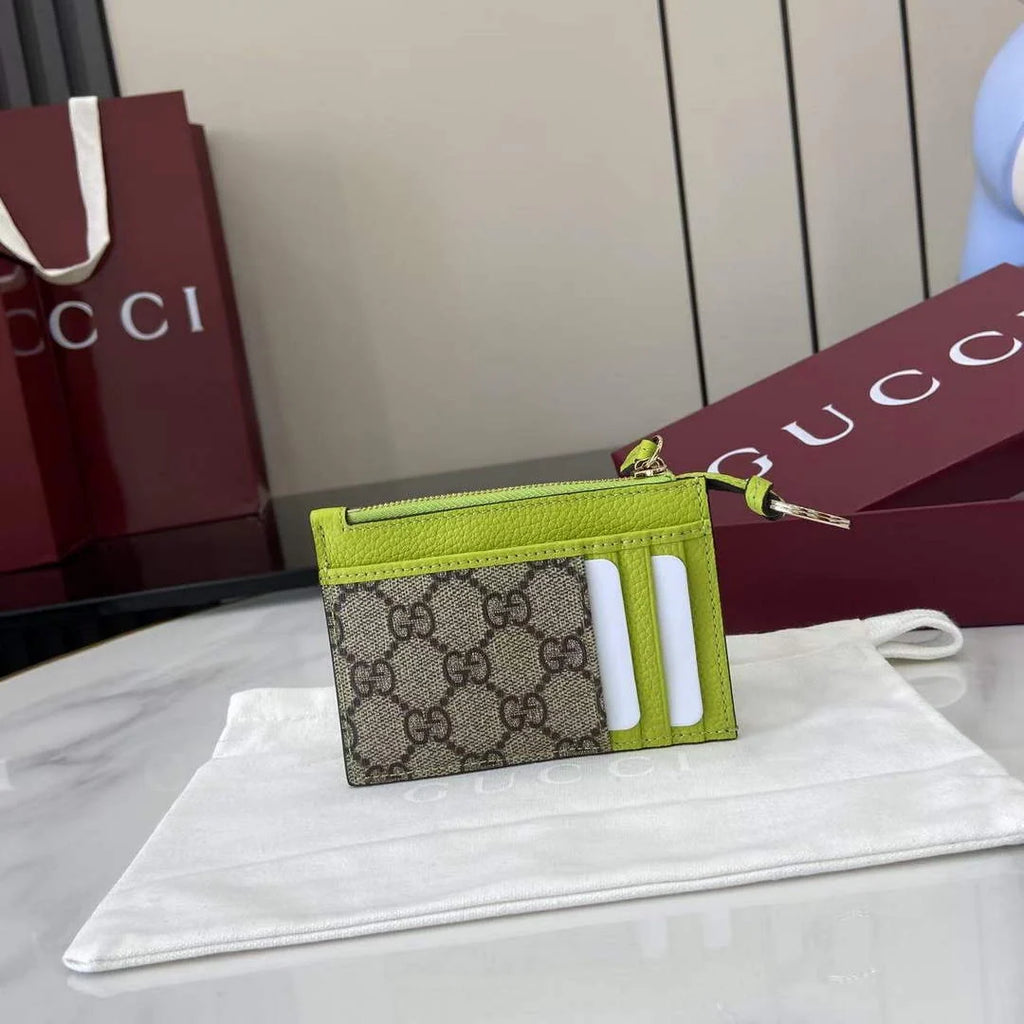 Gucci GG Marmont zip key pouch 837966 in beige and yellow