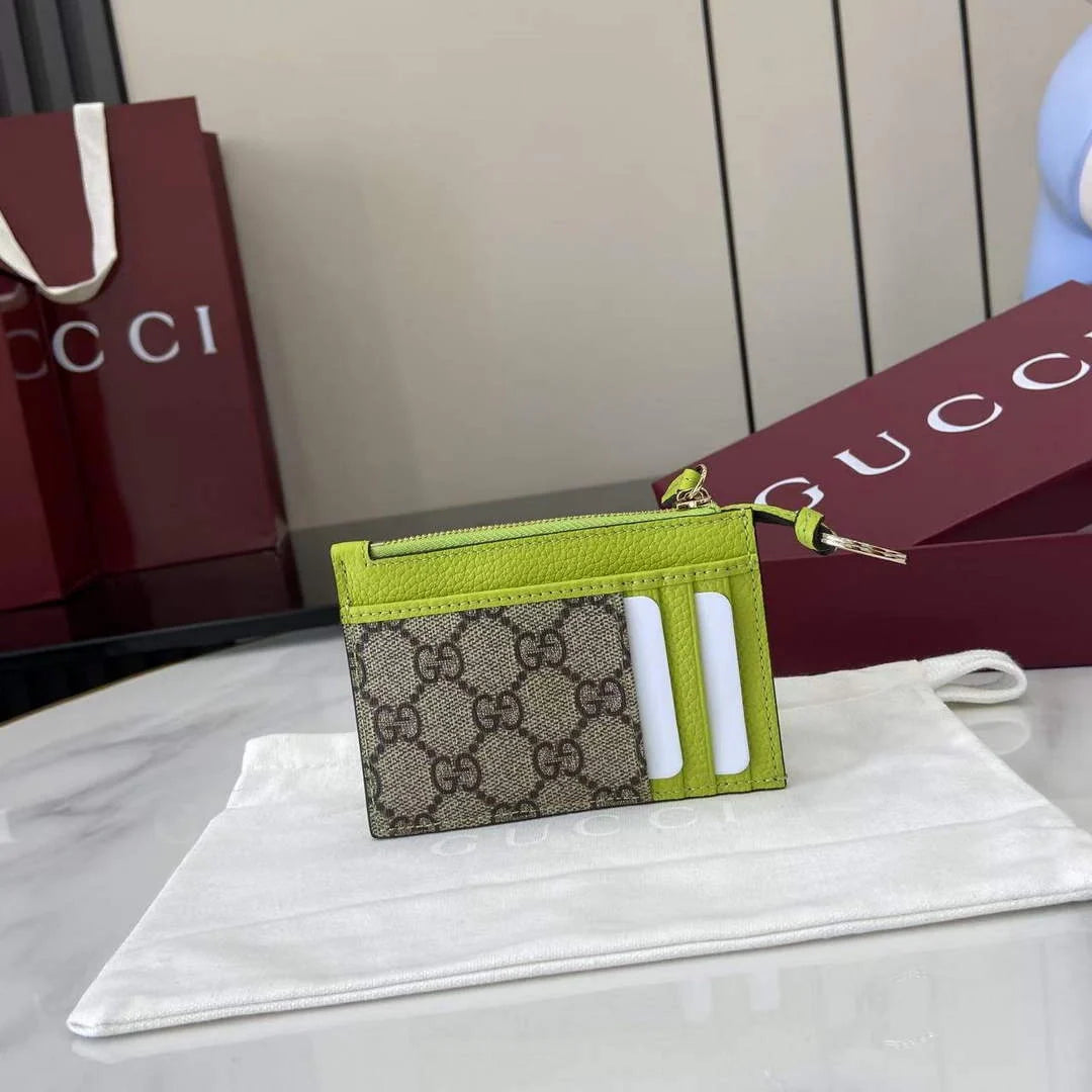 Gucci GG Marmont zip key pouch 837966 in beige and yellow