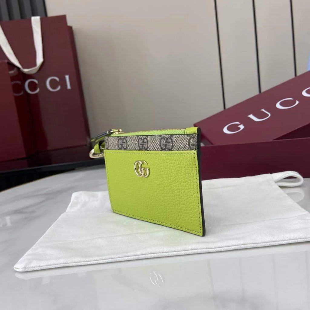 Gucci GG Marmont zip key pouch 837966 in beige and yellow