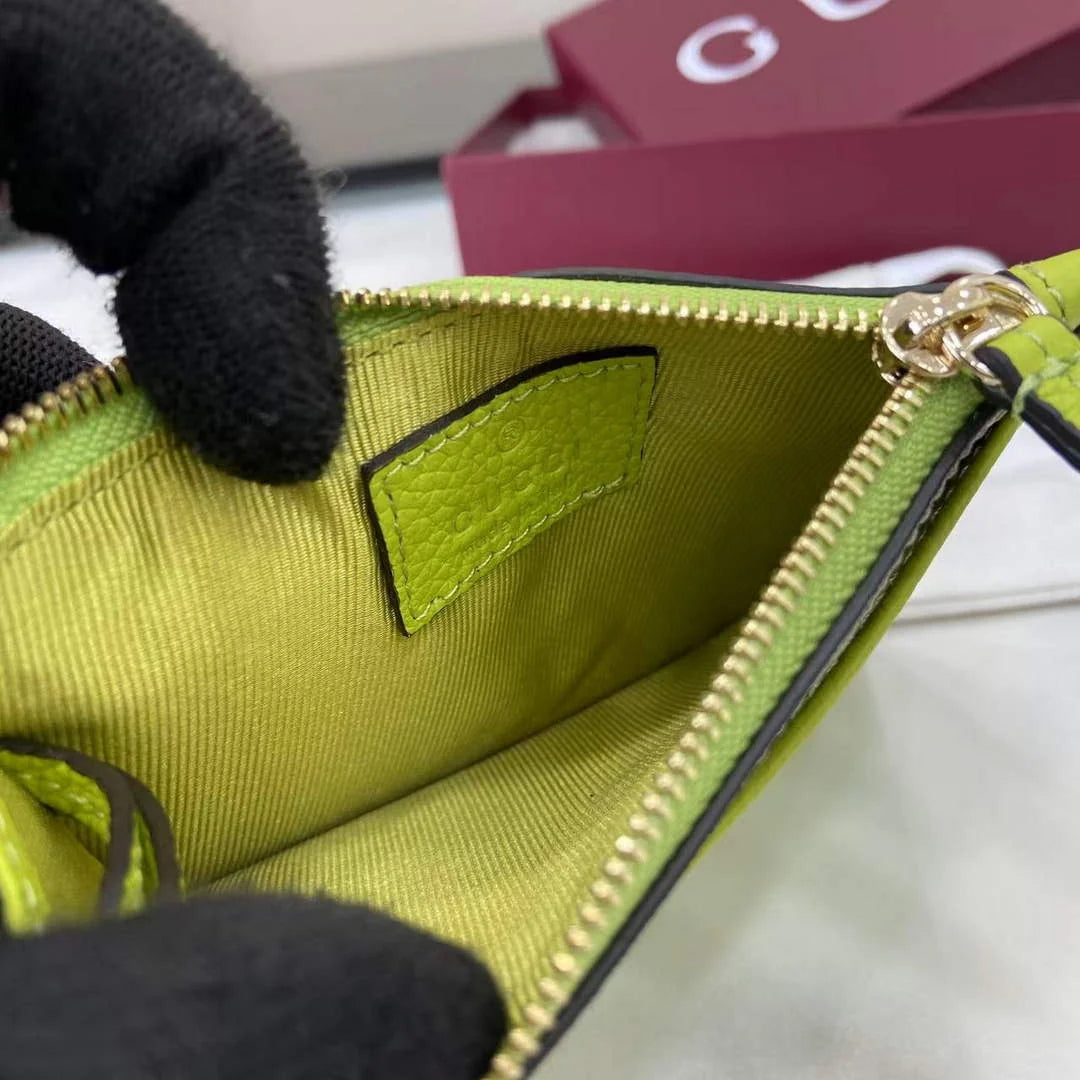 Gucci GG Marmont zip key pouch 837966 in beige and yellow