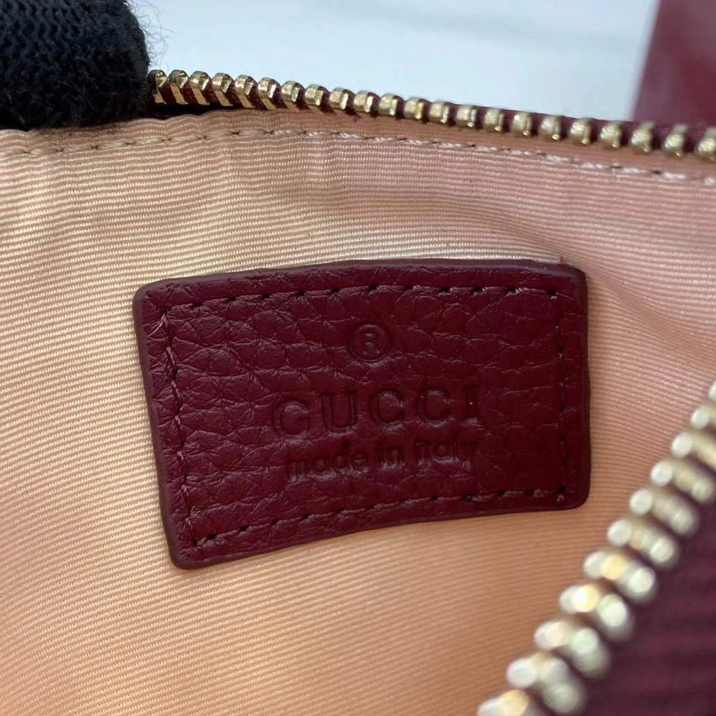 Gucci GG Marmont zip key pouch 837966 in Rosso Ancora red and pink