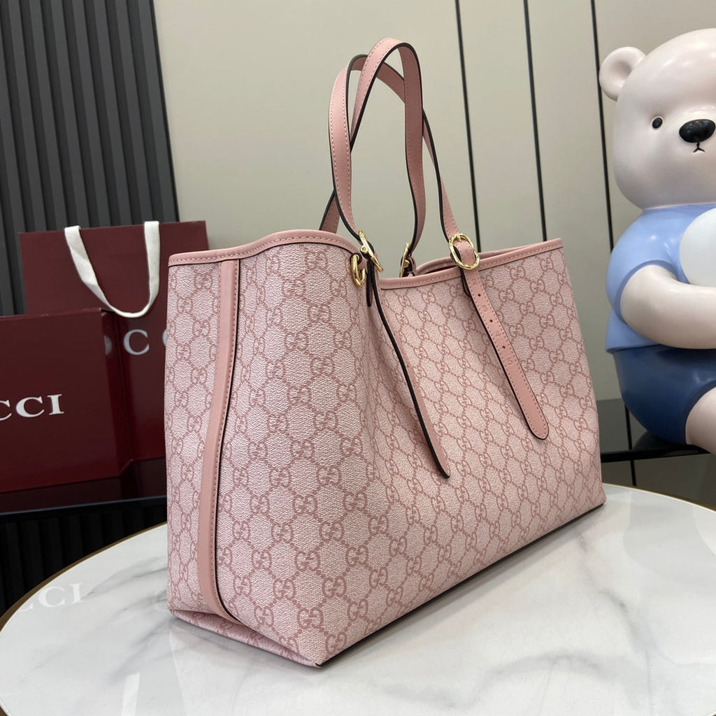 Gucci GG Emblem large tote bag 815213 in pink fabric