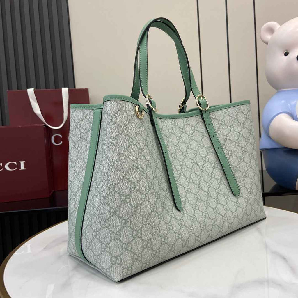 Gucci GG Emblem large tote bag 815213 in green fabric