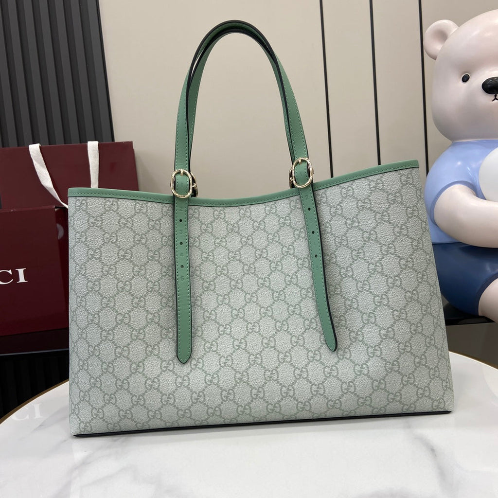 Gucci GG Emblem large tote bag 815213 in green fabric