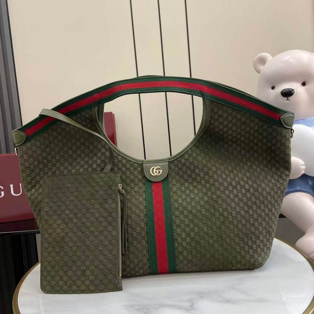 Gucci Giglio large tote bag 853971 green GG suede