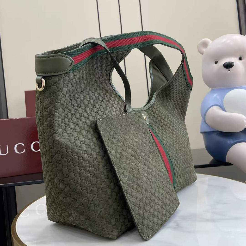 Gucci Giglio large tote bag 853971 green GG suede