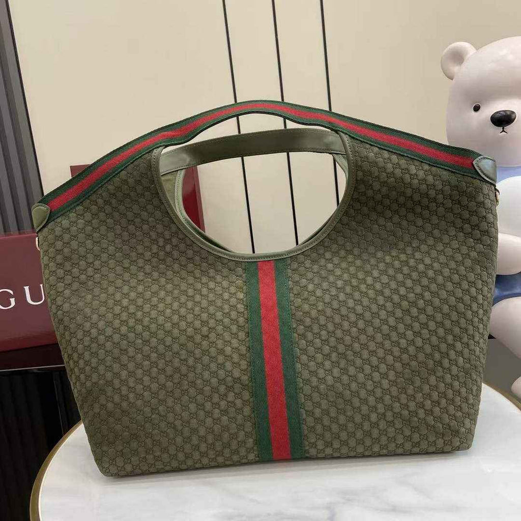 Gucci Giglio large tote bag 853971 green GG suede