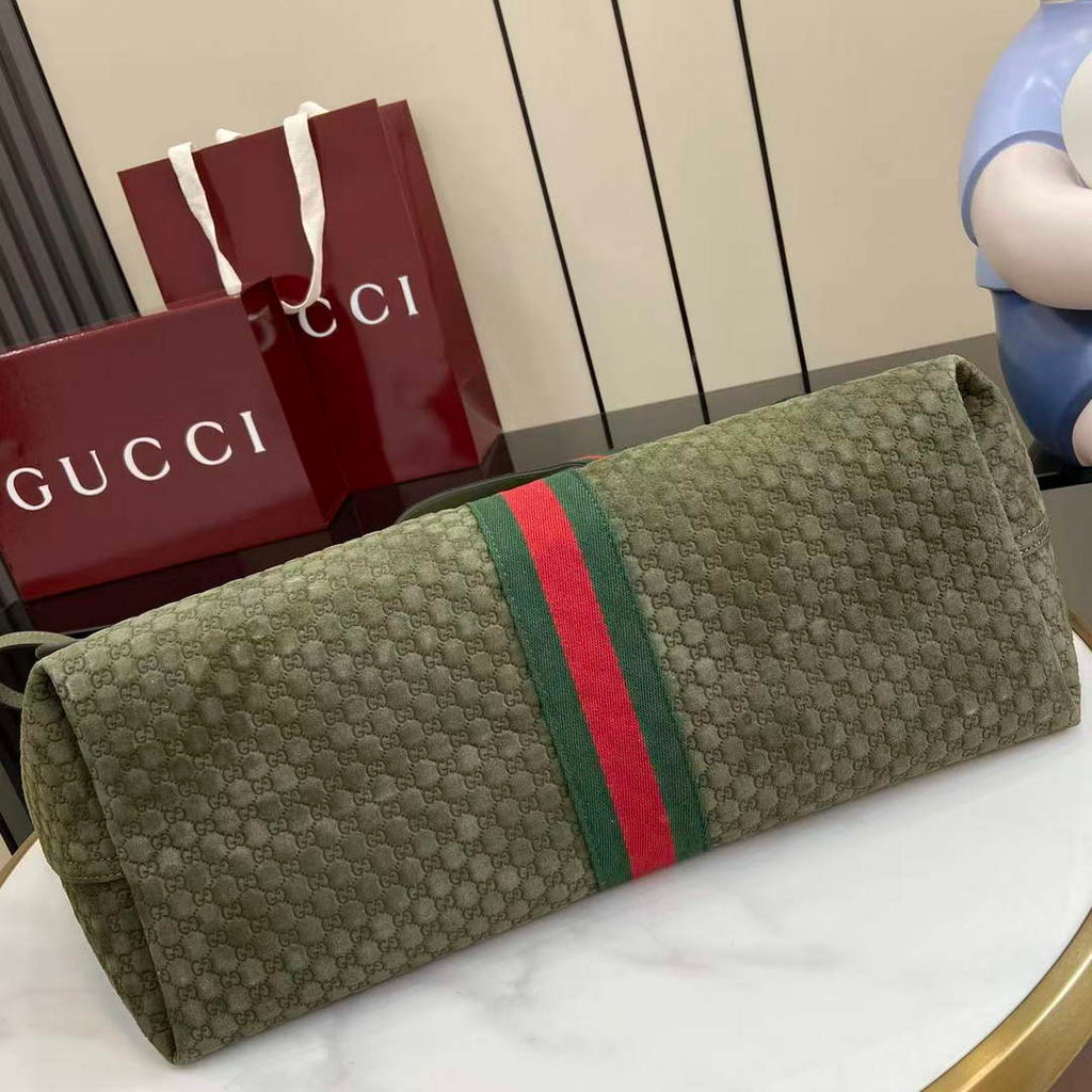 Gucci Giglio large tote bag 853971 green GG suede