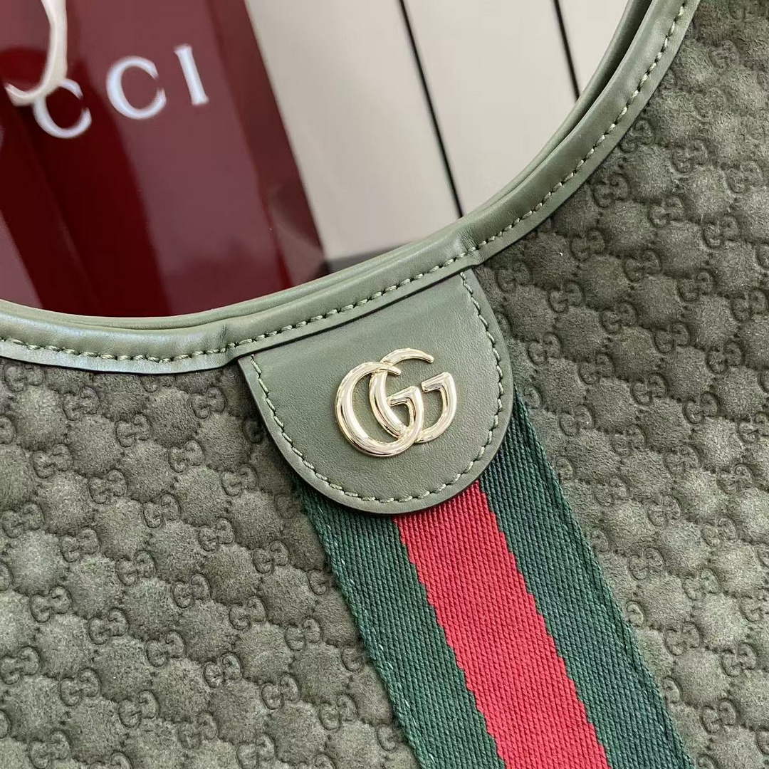 Gucci Giglio large tote bag 853971 green GG suede