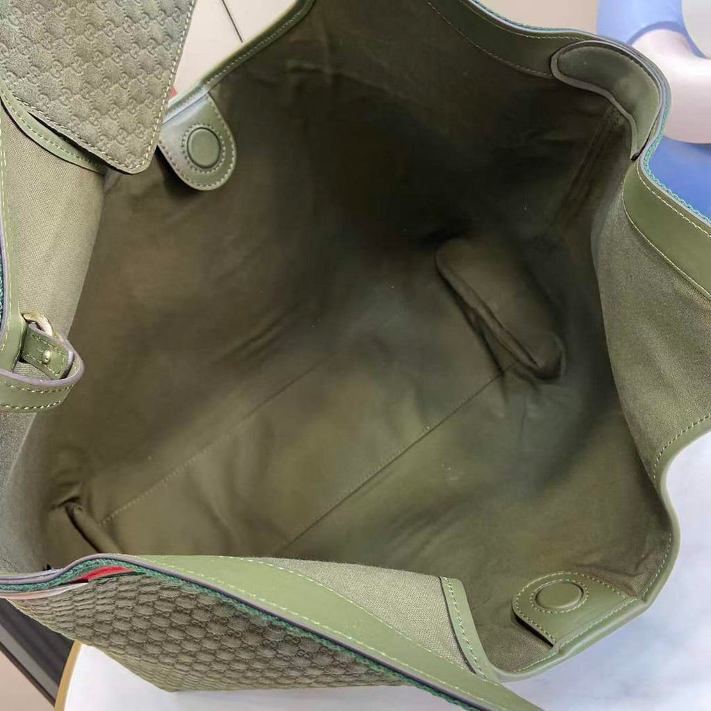 Gucci Giglio large tote bag 853971 green GG suede