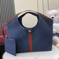 Gucci Giglio large tote bag 853971 dark blue GG suede