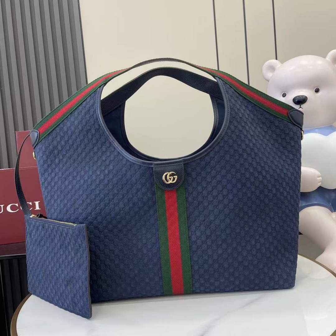 Gucci Giglio large tote bag 853971 dark blue GG suede