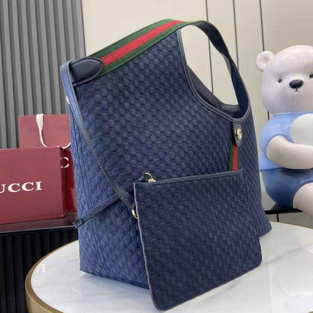 Gucci Giglio large tote bag 853971 dark blue GG suede