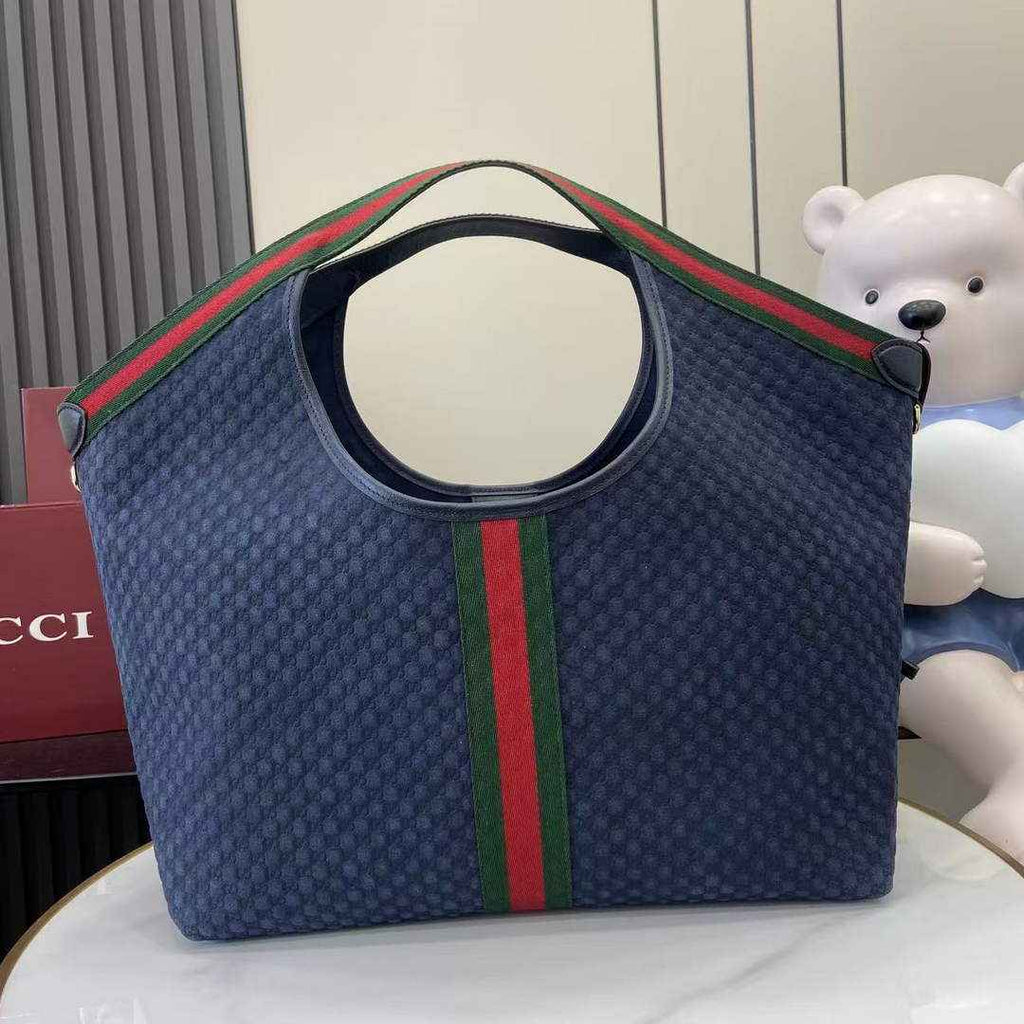 Gucci Giglio large tote bag 853971 dark blue GG suede