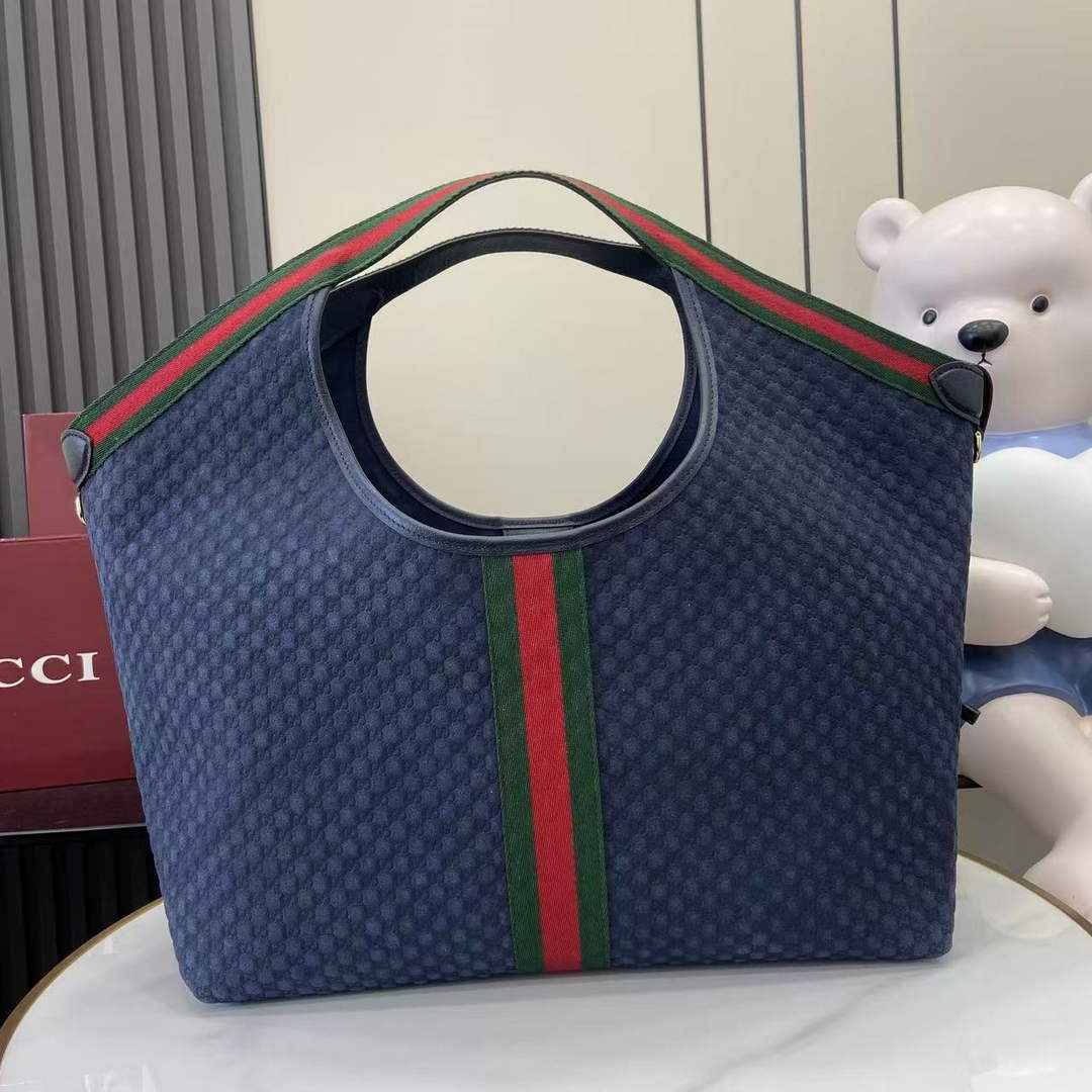 Gucci Giglio large tote bag 853971 dark blue GG suede