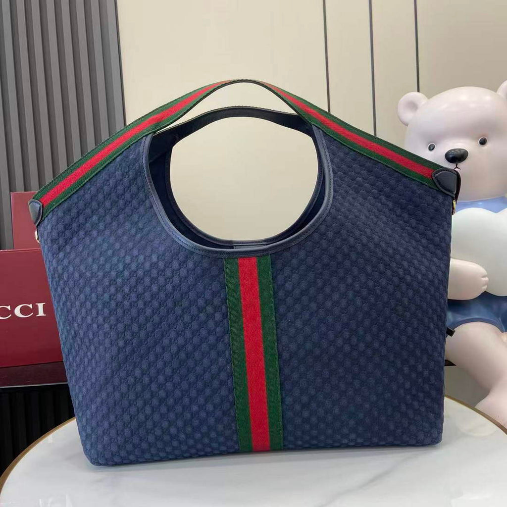 Gucci Giglio large tote bag 853971 dark blue GG suede