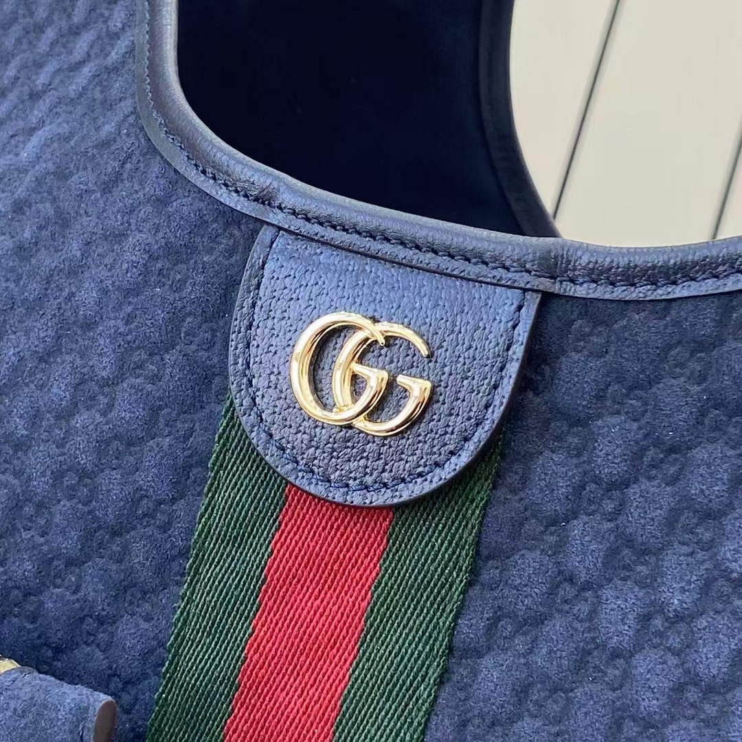 Gucci Giglio large tote bag 853971 dark blue GG suede