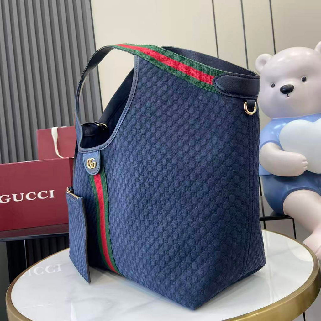 Gucci Giglio large tote bag 853971 dark blue GG suede